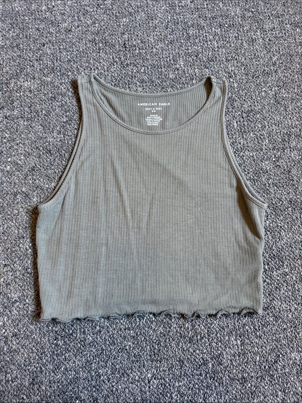 American Eagle Outfitters olive ribbed crop tank top